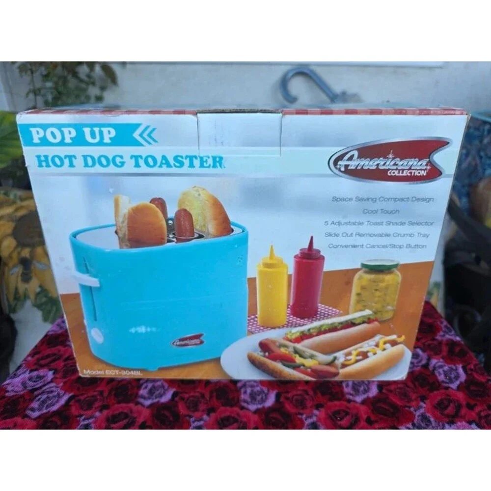 Americana Collection Retro Pop-Up Hot Dog Toaster & Bun Warmer NEW Old stock